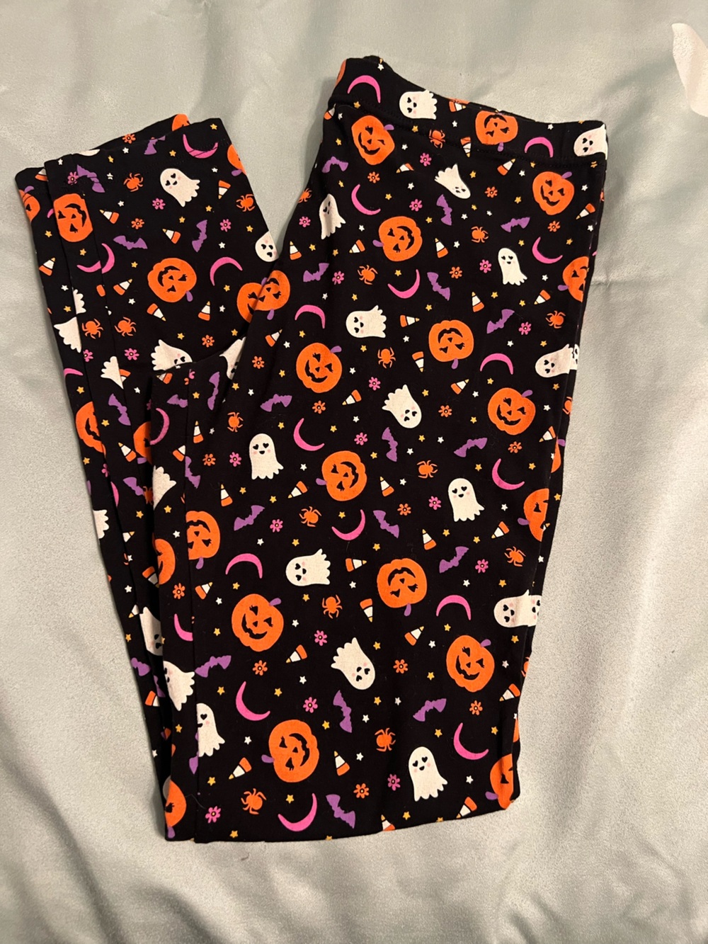 New Kids girls XXL 18 Halloween Pumpkin & Ghost Leggings - Black/Orange/Purple
